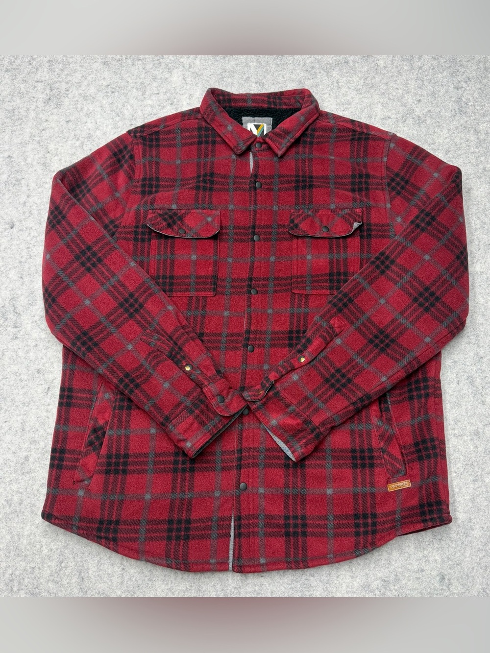 Voyager Shacket Men's XL Red Plaid Polar Fleece Sherpa Lined Shirt Jacket